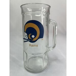 VTG LOS ANGELES RAMS FISHER NUTS TALL GLASS BEER MUG STEIN NFL Team Sports Glass